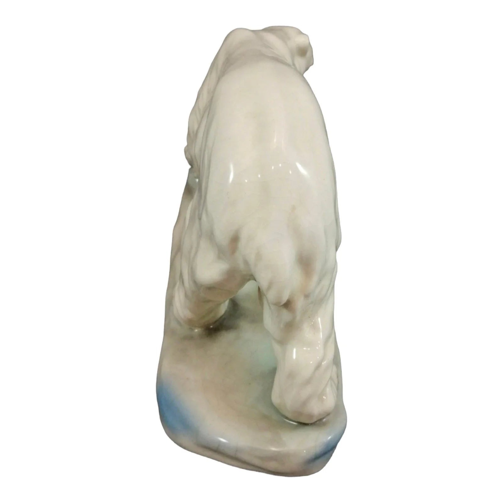 Large Art Deco hand-painted porcelain Amphora sculpture of a polar bear on an icy outcrop