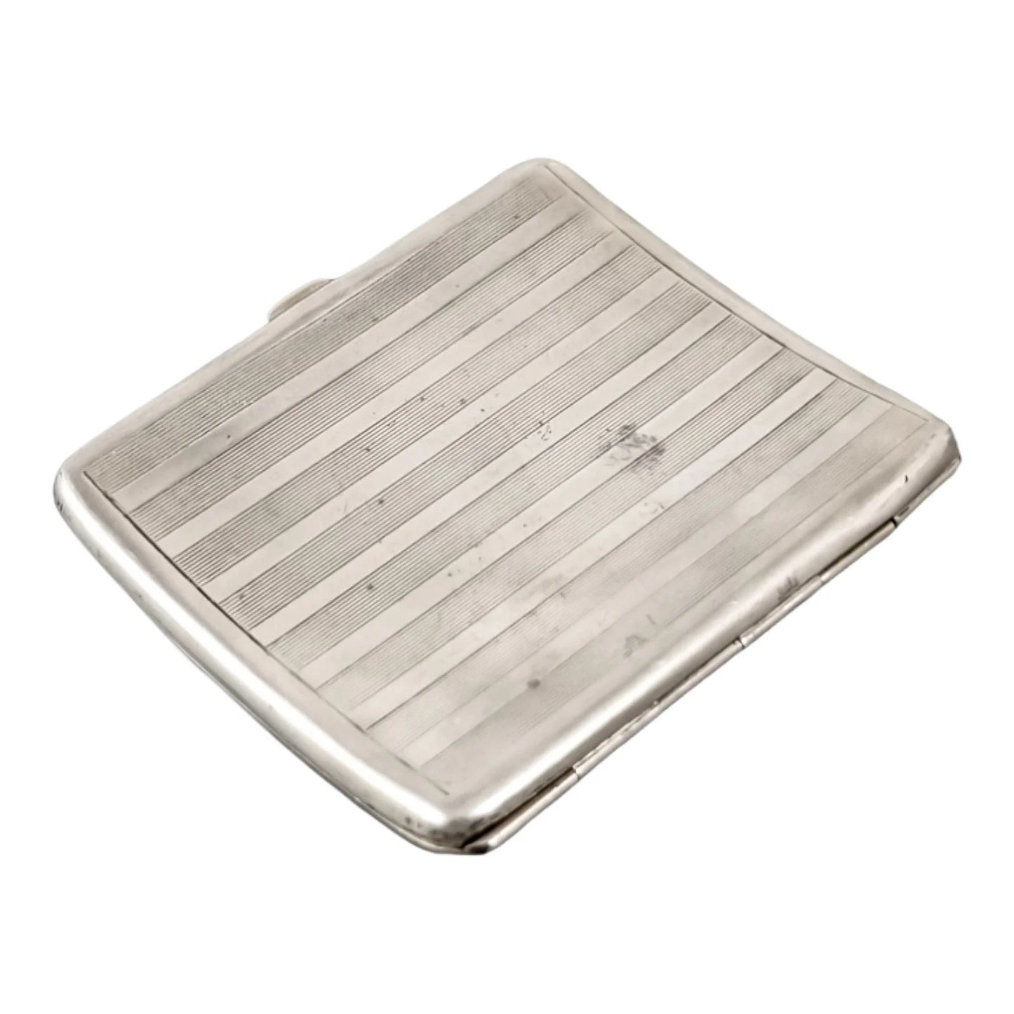 Edwardian gilt sterling silver cigarette case, engine turned, A & J Zimmerman 1908
