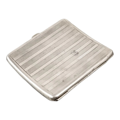 Edwardian gilt sterling silver cigarette case, engine turned, A & J Zimmerman 1908
