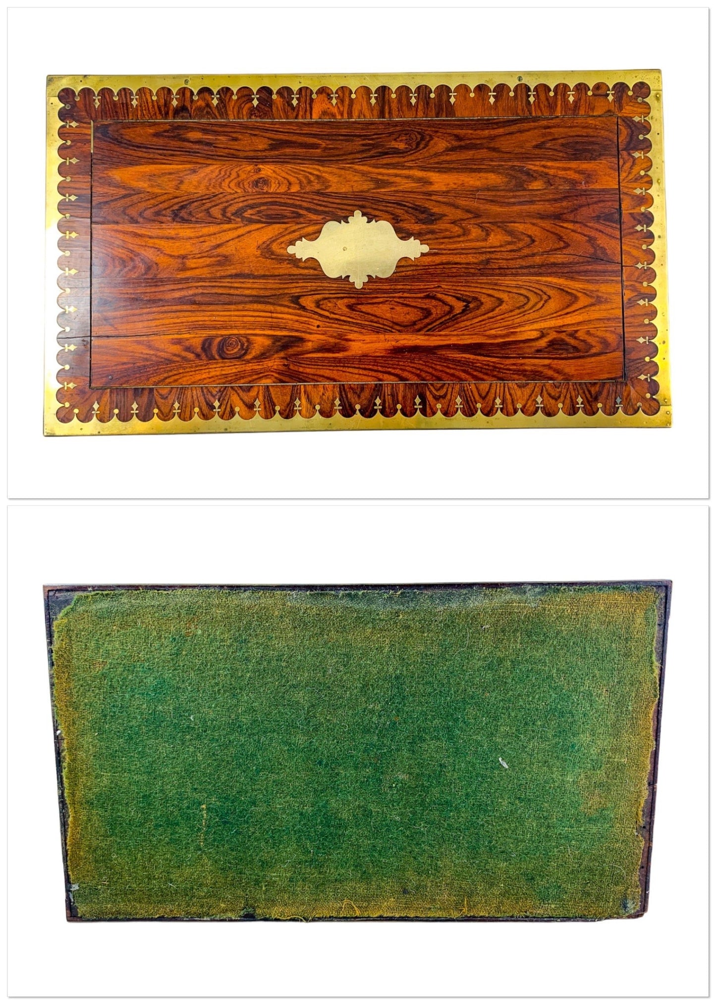 George III Regency kingwood campaign writing slope with fitted book rest, carry handles and brass mounts