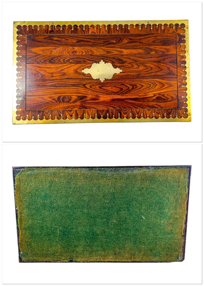 George III Regency kingwood campaign writing slope with fitted book rest, carry handles and brass mounts
