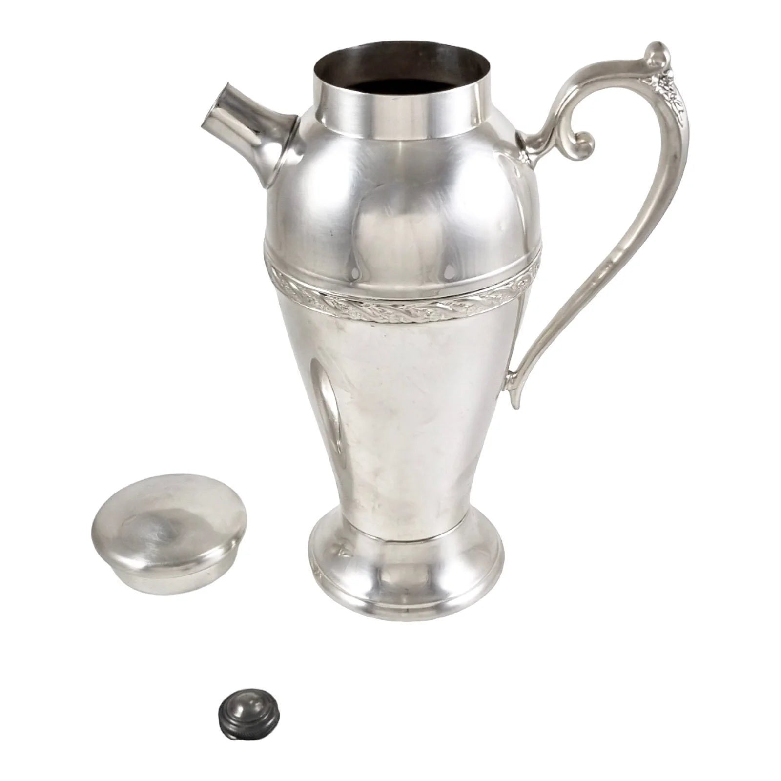 Wm. Rogers & Son huge Art Deco 1.5 L silver plated cocktail shaker “Spring Flower” 2068