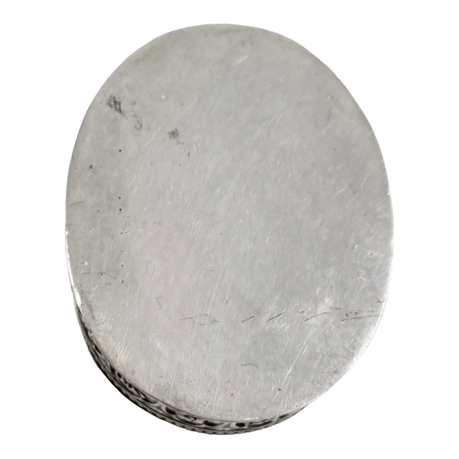 Antique Continental gilt solid silver oval snuff / pill box embossed with lyre and flower garlands