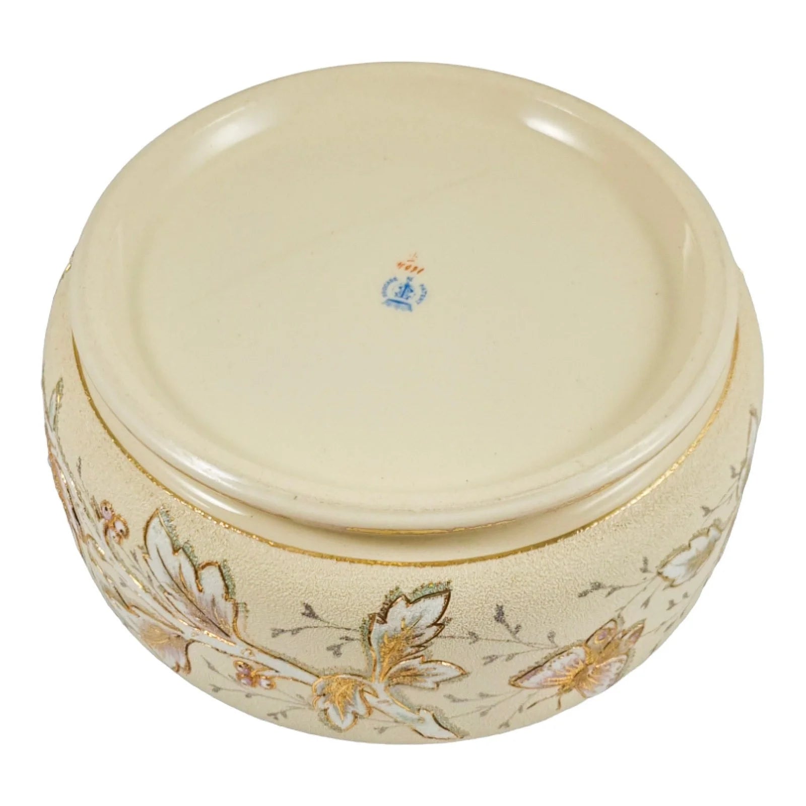 Victorian Taylor Tunnicliffe & Co pottery “Patent Brocade” Art Nouveau large floral fruit bowl with silver plated rim