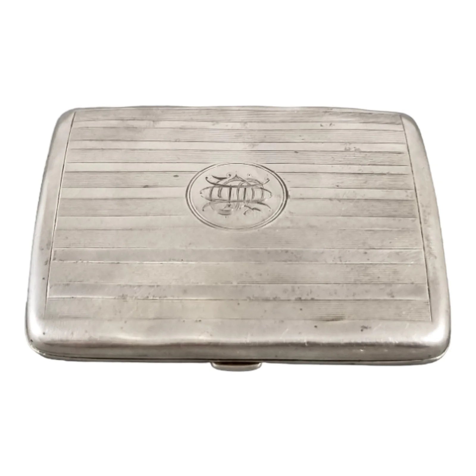 Edwardian gilt sterling silver cigarette case, engine turned, A & J Zimmerman 1908