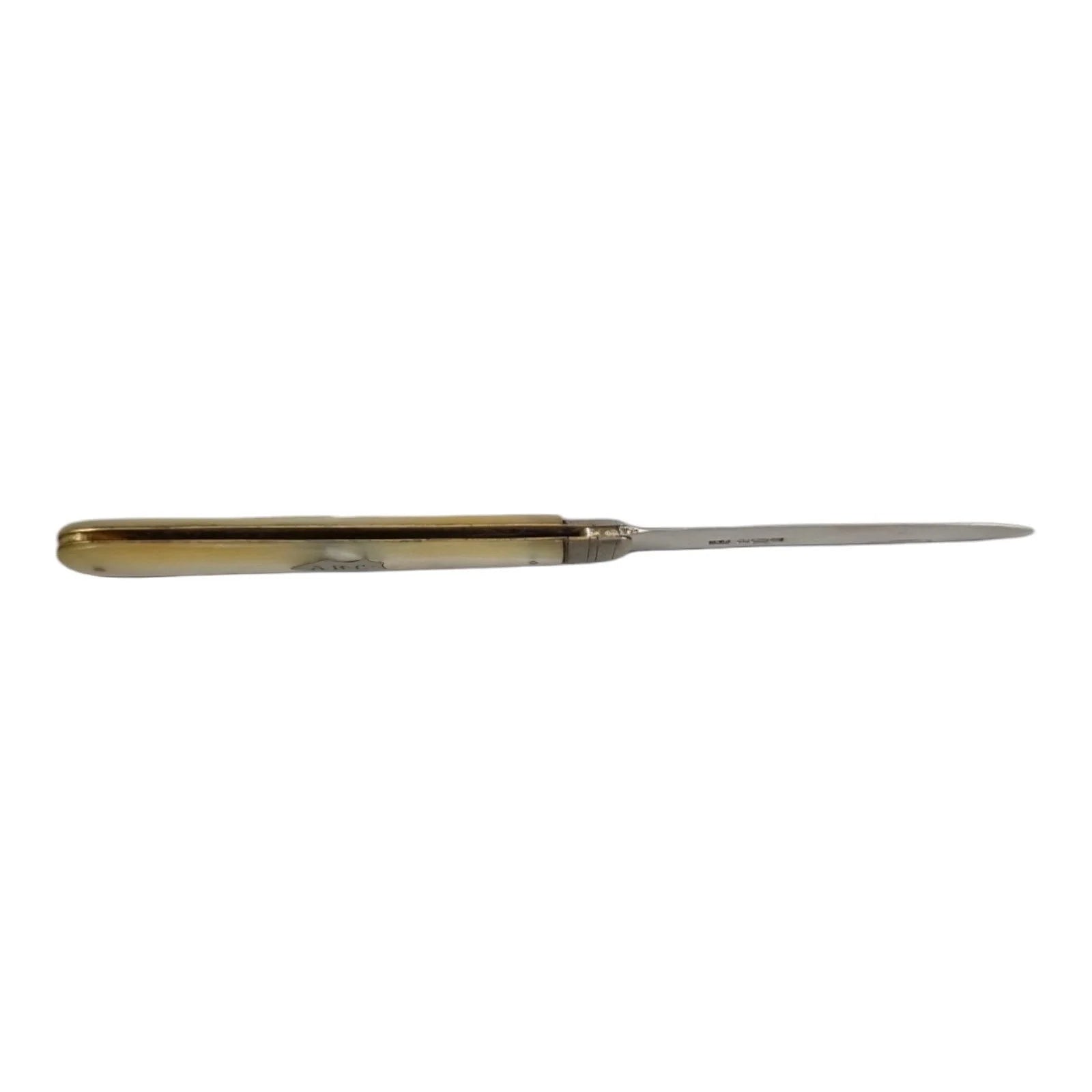 Victorian sterling silver mother-of-pearl large folding pocket pen fruit knife, Thomas Marples 1902