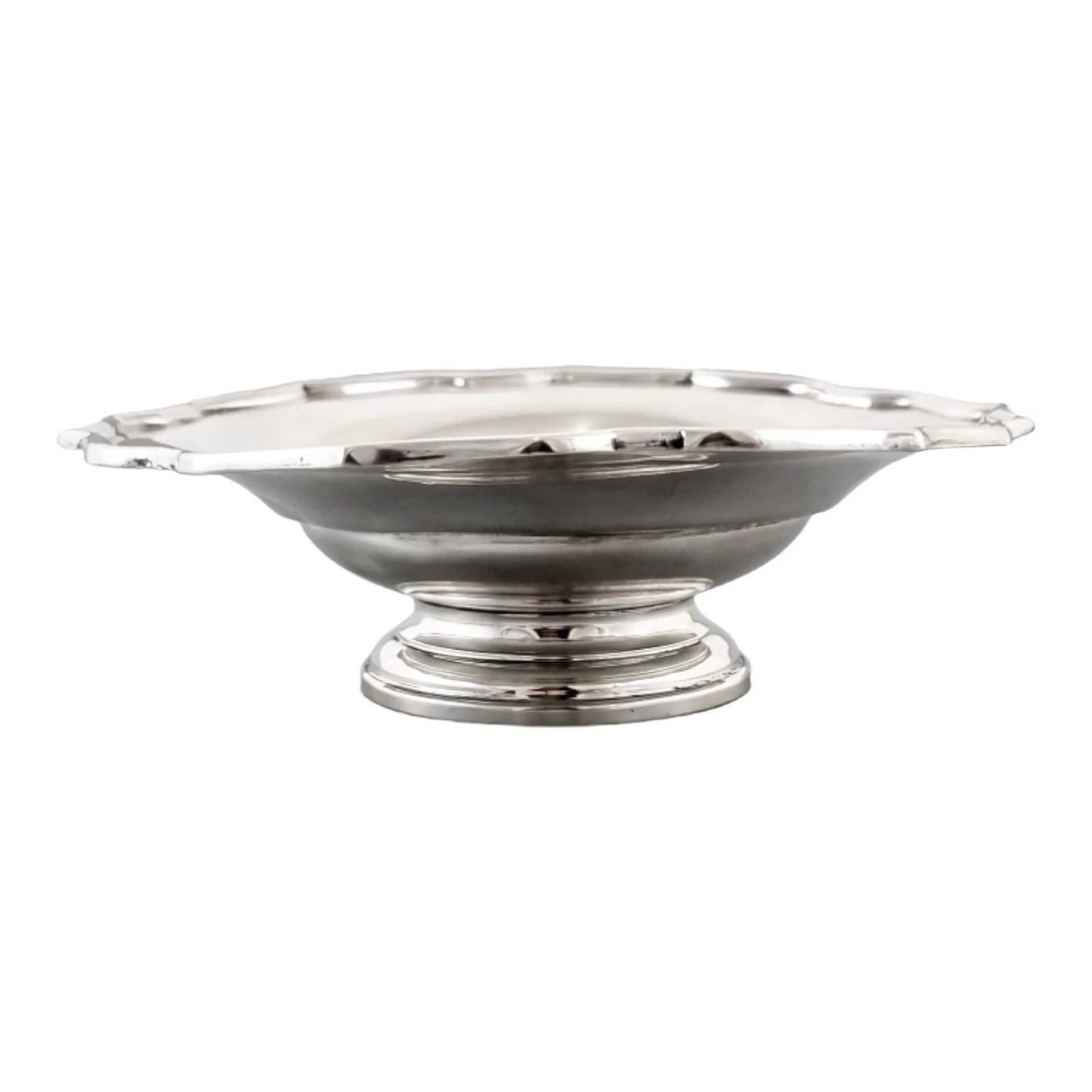 Vintage 1940’s sterling silver bon bon pedestal dish, candy / nut / snack bowl with fluted edges