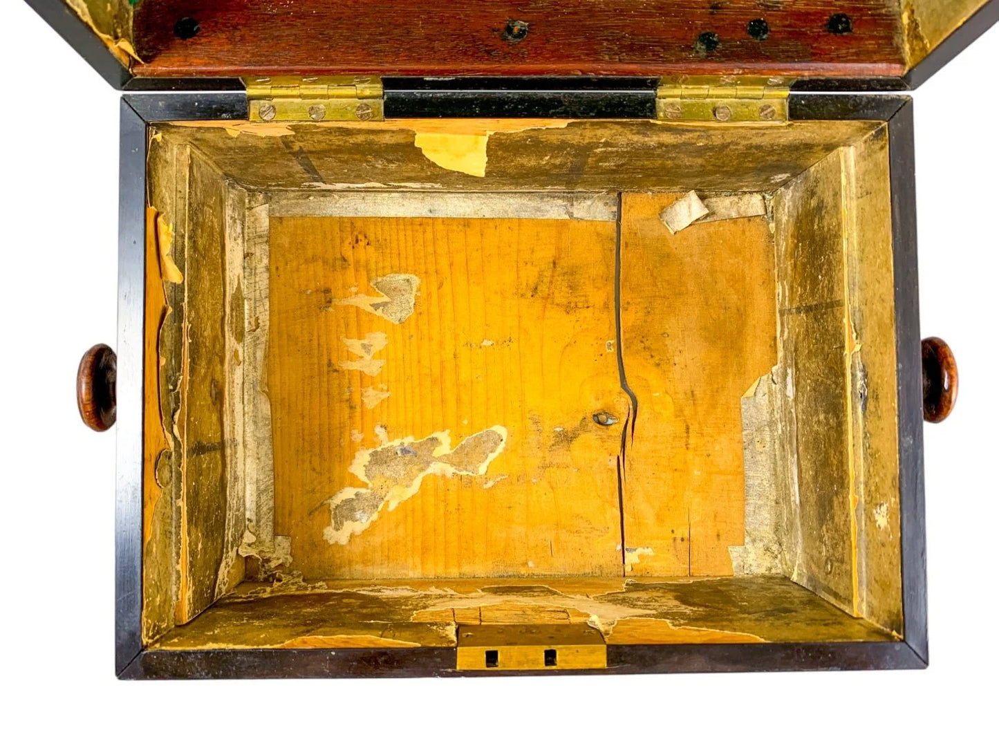William IV rosewood sarcophagus jewellery box with turned handles and floral mother-of-pearl inlay