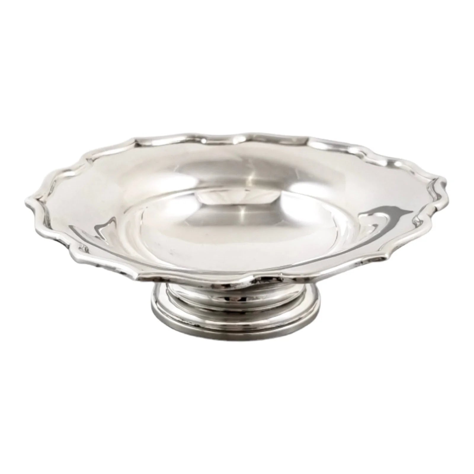 Vintage 1940’s sterling silver bon bon pedestal dish, candy / nut / snack bowl with fluted edges