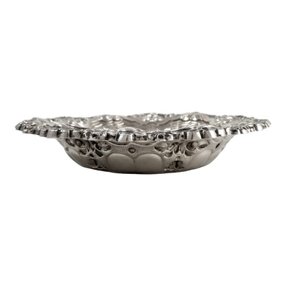 Portuguese 833 silver fruit bowl, eagle mark, scrolls, shells and flowers with Rococo repoussage, Porto