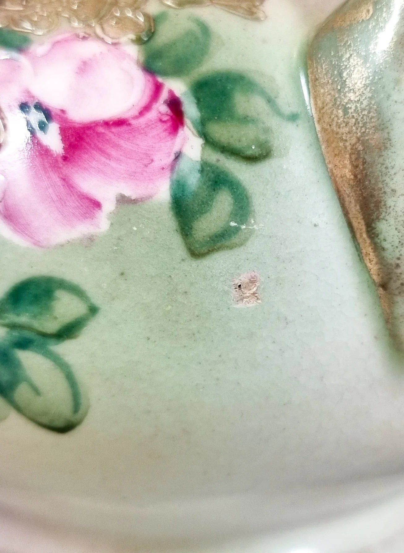 Japanese two-handle baluster bottle vase hand-painted with flowers, gilded and signed