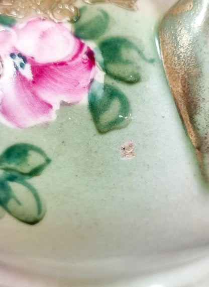 Japanese two-handle baluster bottle vase hand-painted with flowers, gilded and signed