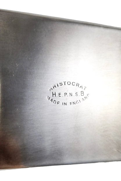 Antique Art Deco silver plated Harman Bros “Aristocrat” cigarette / cigar / jewellery box, engine-turned, gilded