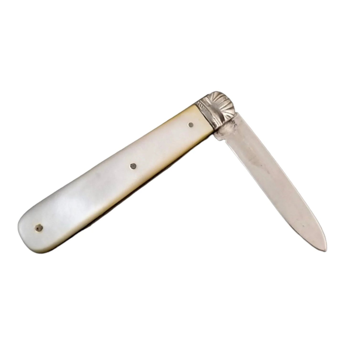 Art Deco sterling silver mother-of-pearl folding pocket fruit knife CW Fletcher, 1922