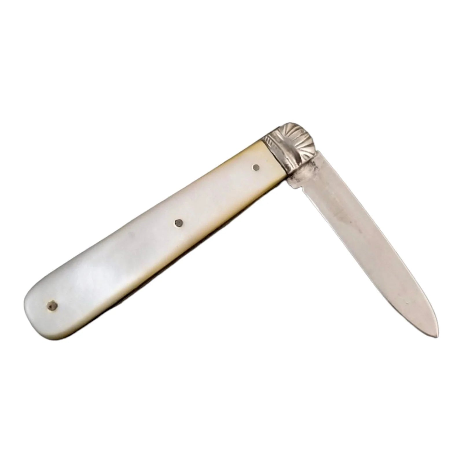 Art Deco sterling silver mother-of-pearl folding pocket fruit knife CW Fletcher, 1922