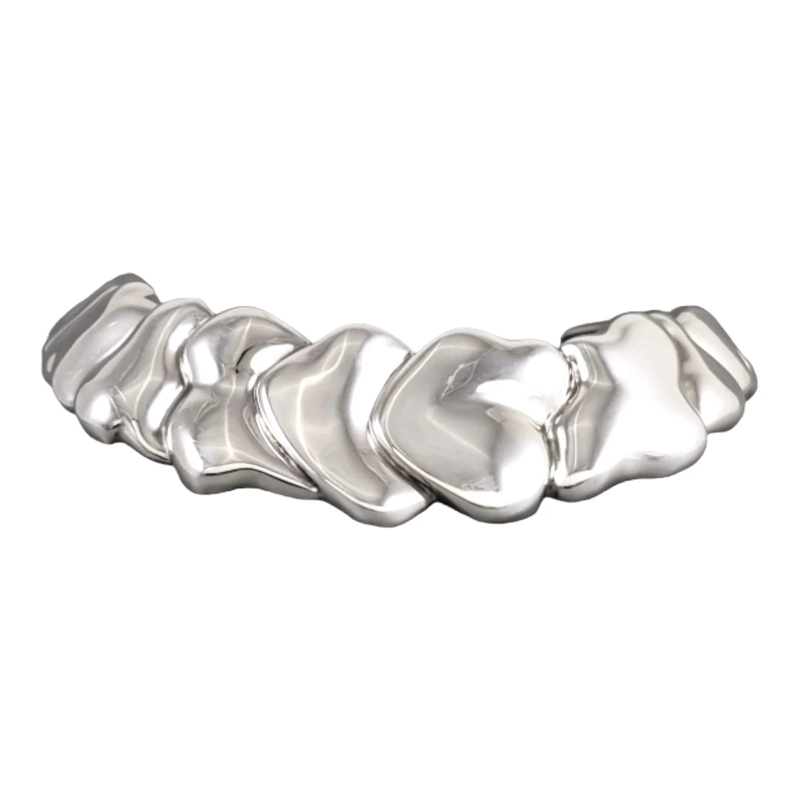 Large sterling silver Modernist chunky, collar bib statement necklace with wavy Abstract scales