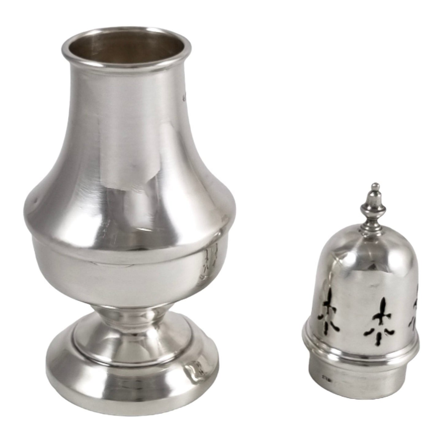 Vintage sterling silver tall tower sugar caster / shaker/ muffineer with fleur-de-lis lid