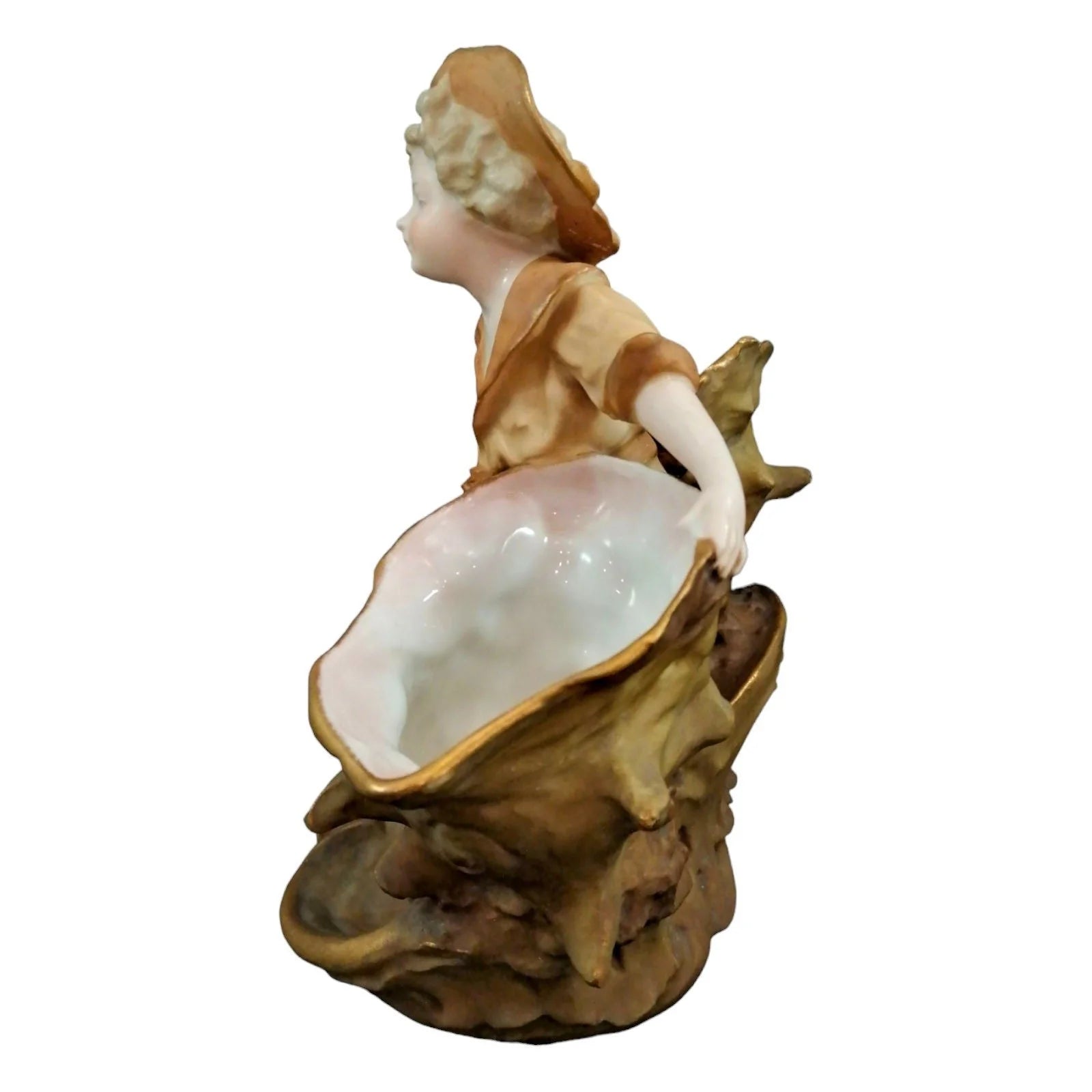 Art Nouveau Austro-Hungarian Ernst Wahliss figural double vase in the form of a boy holding two large shells