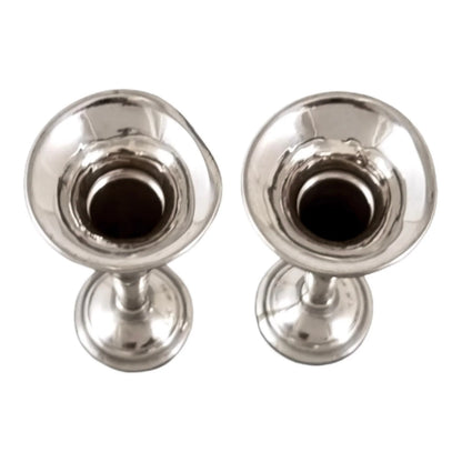 Vintage sterling silver pair 2 trumpet vases / specimen posy holders