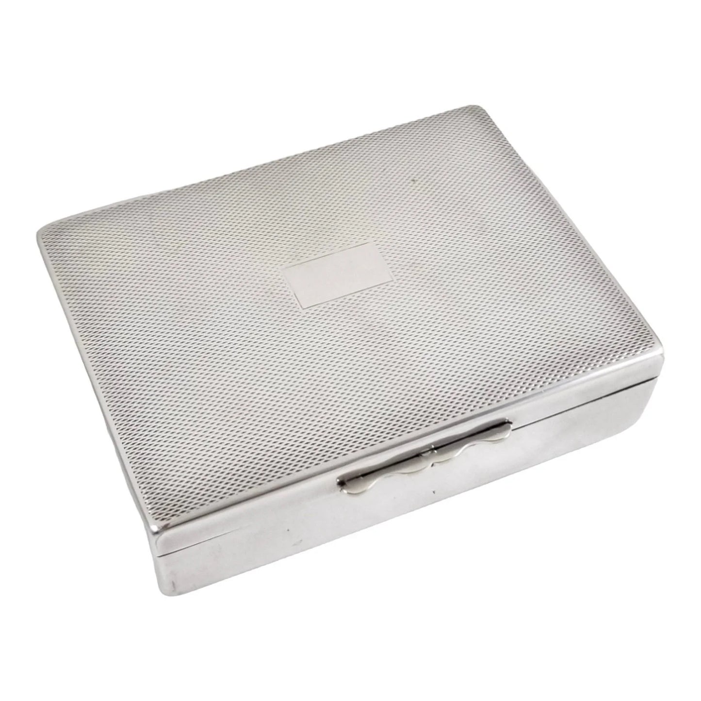 Antique Art Deco silver plated Harman Bros “Aristocrat” cigarette / cigar / jewellery box, engine-turned, gilded