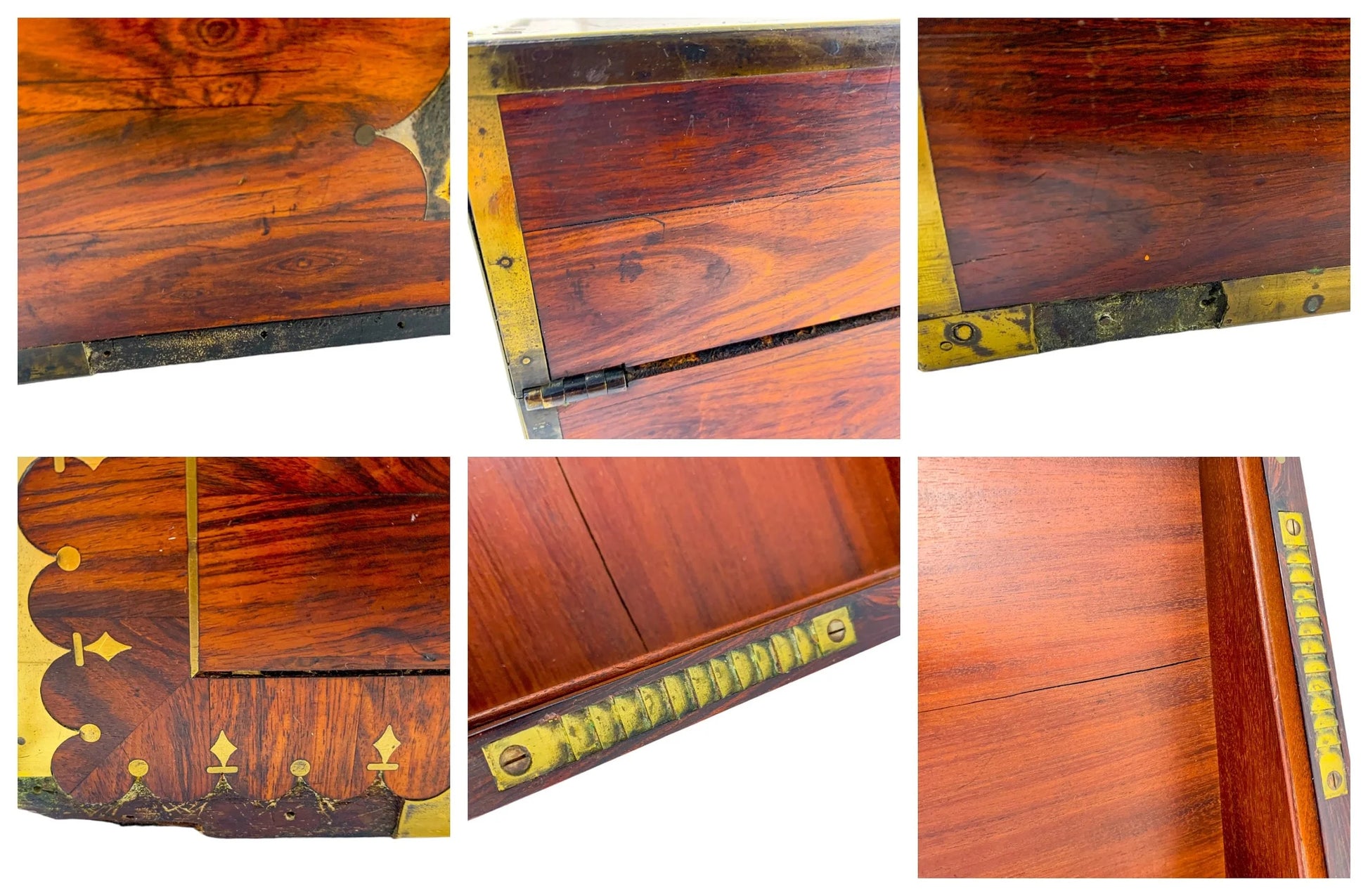 George III Regency kingwood campaign writing slope with fitted book rest, carry handles and brass mounts
