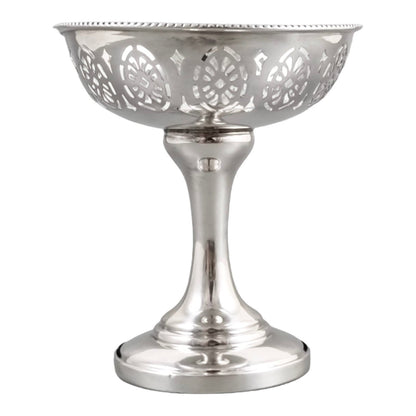 Continental solid silver Edwardian bonbon candy basket / pedestal bowl with pierced decoration