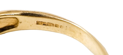Vintage 9ct yellow gold alexandrite triple row band dress ring size N, split shank