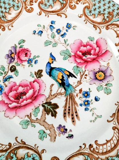 Edwardian Chinoiserie Losol Ware Wilton peacock and chrysanthemum dinner plate