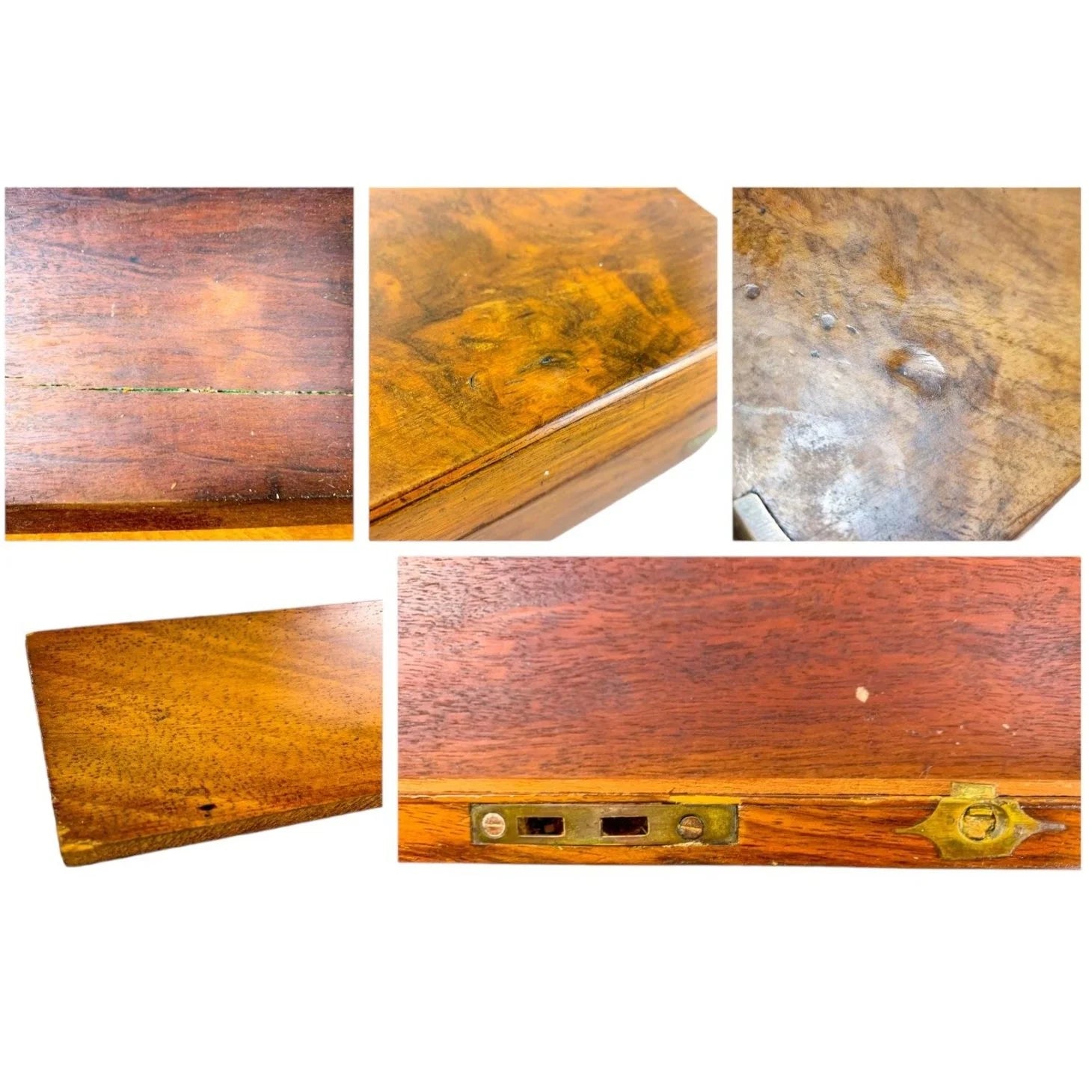 Victorian walnut military campaign writing slope with brass mounts and vacant shield, with key