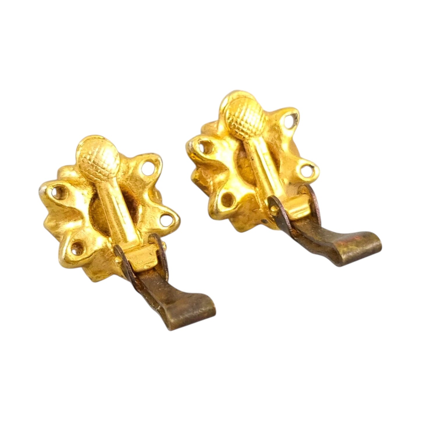 1960's gold plated opalite floral cluster ear clips