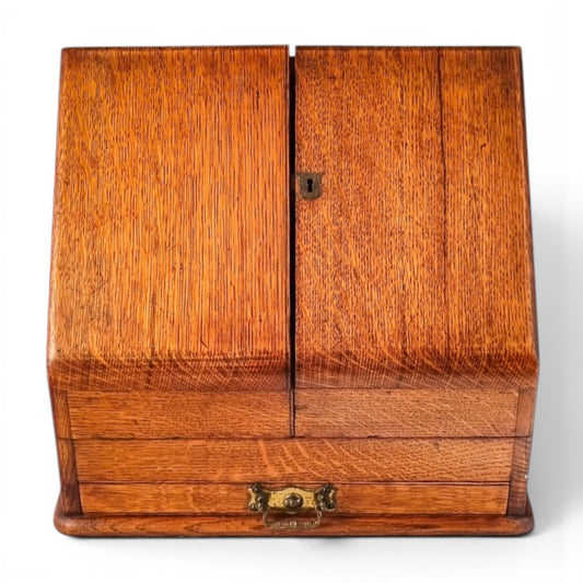 Victorian golden oak stationery cabinet, Arts & Craft