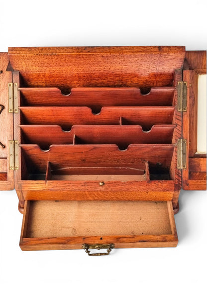 Victorian golden oak stationery cabinet, Arts & Craft