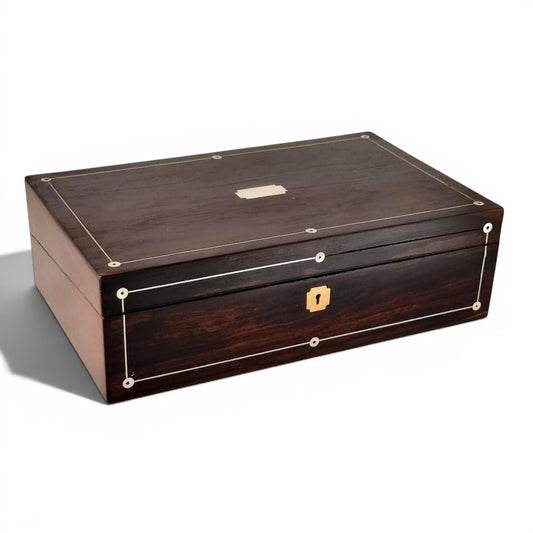 Victorian rosewood writing slope, converted keepsake box