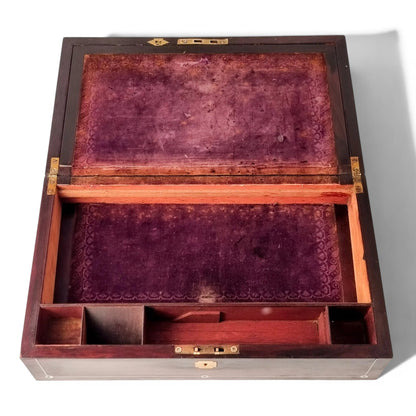 Victorian rosewood writing slope, converted keepsake box