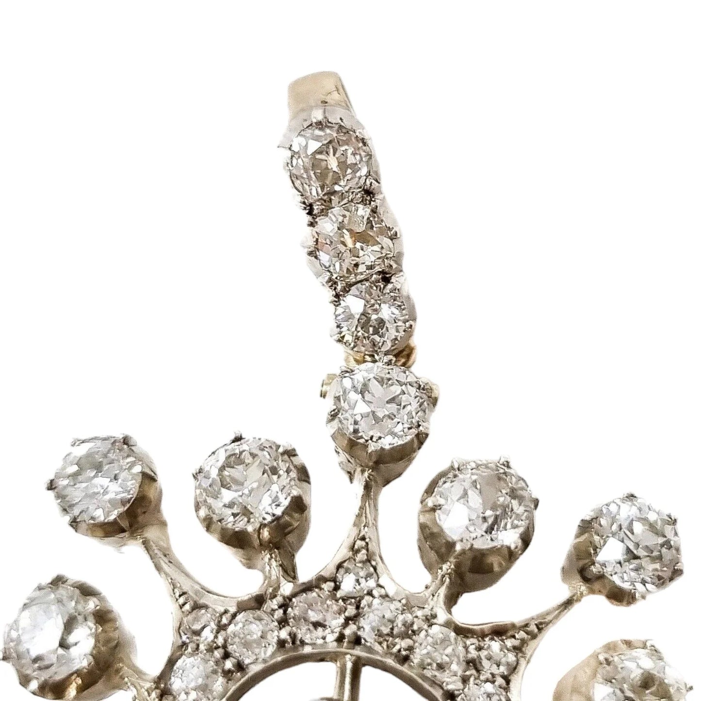 Victorian old-cut 5.90 ct diamond starburst / flower pendant in original box