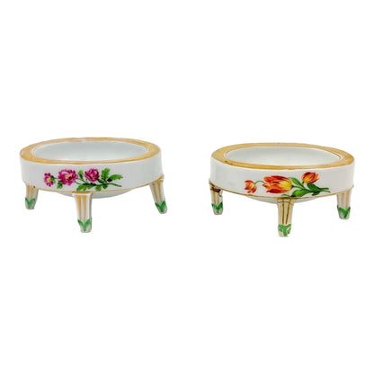 Pair of porcelain 19th Century Meissen oval table salt boats