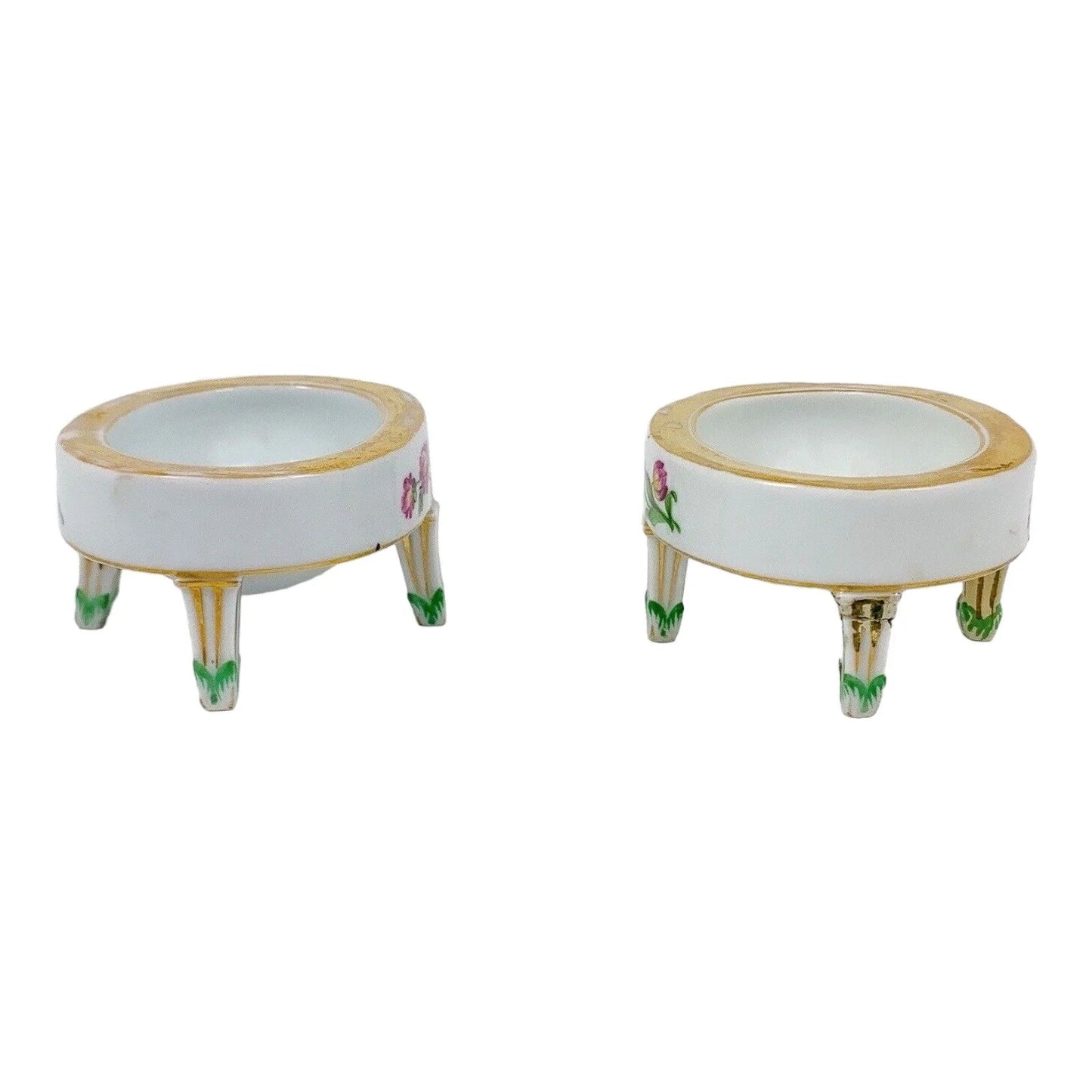 Pair of porcelain 19th Century Meissen oval table salt boats