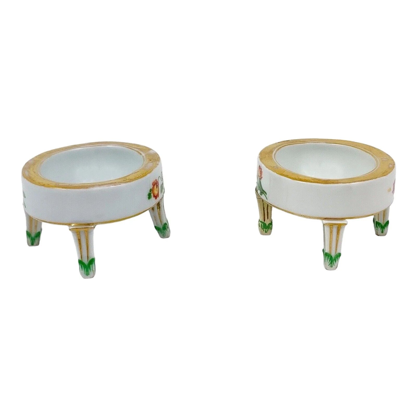 Pair of porcelain 19th Century Meissen oval table salt boats