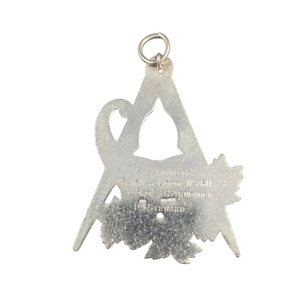 Sterling silver Masonic Warden’s jewel compass and cornucopia Fairway Lodge 1958