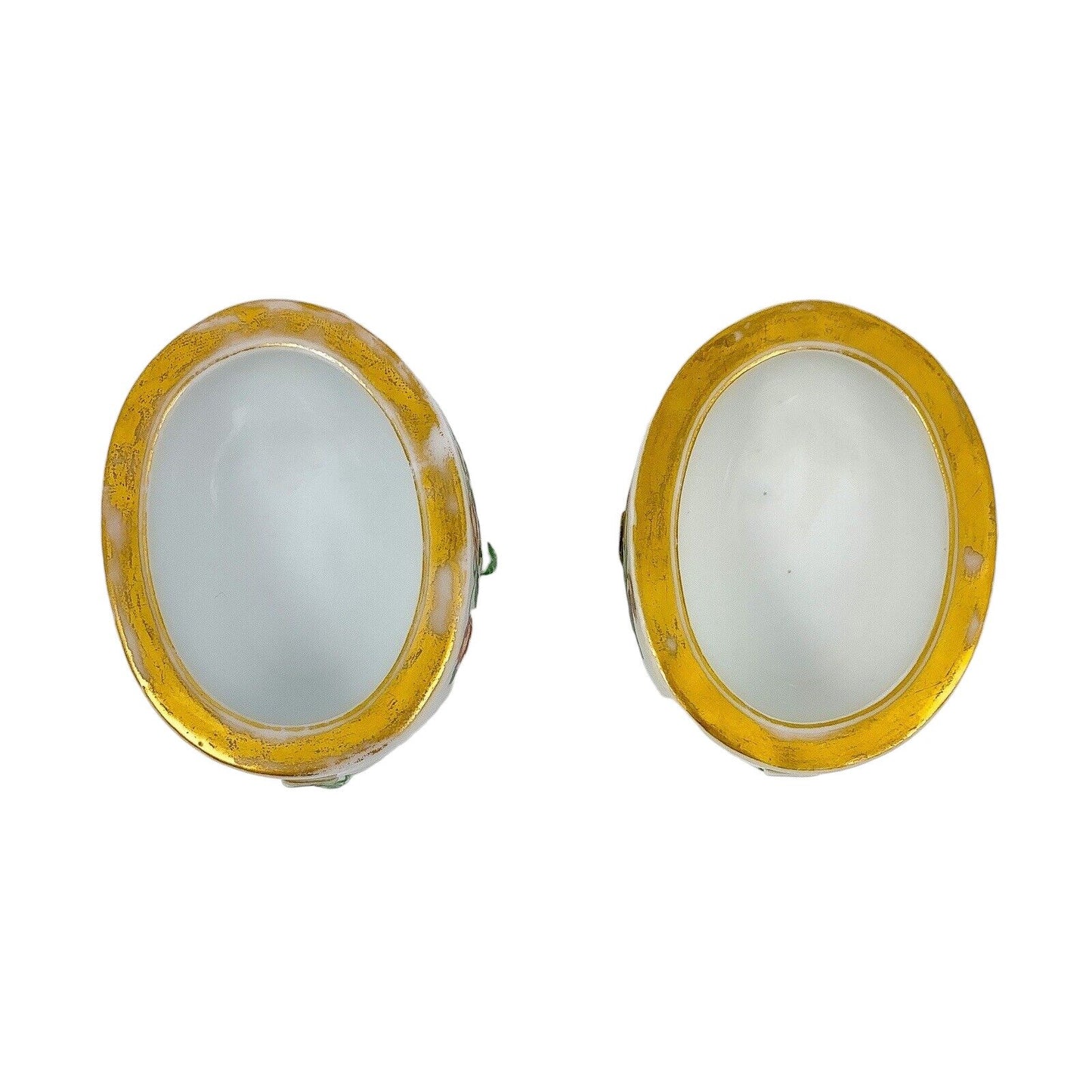 Pair of porcelain 19th Century Meissen oval table salt boats