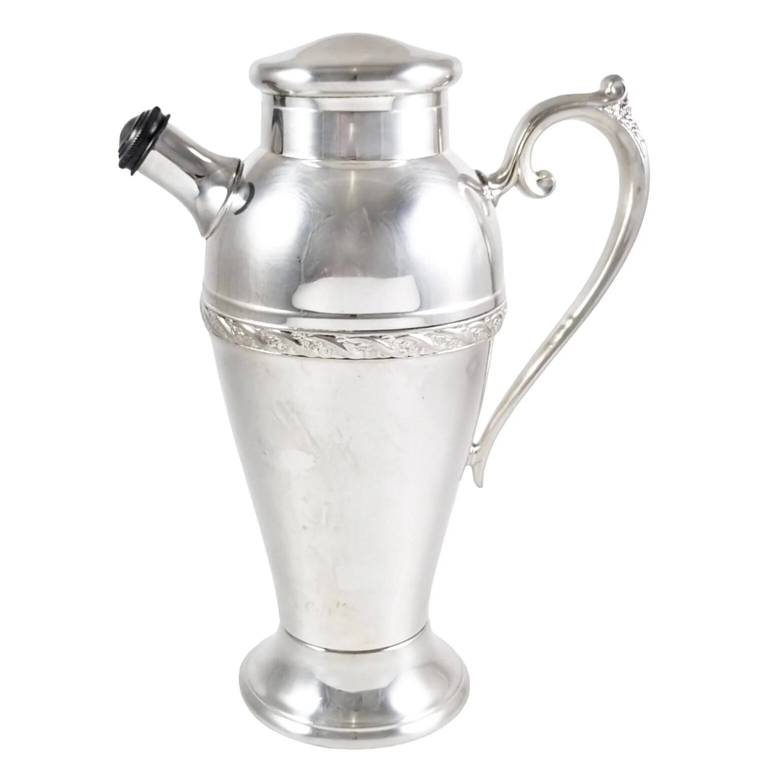 Wm. Rogers & Son huge Art Deco 1.5 L silver plated cocktail shaker “Spring Flower” 2068