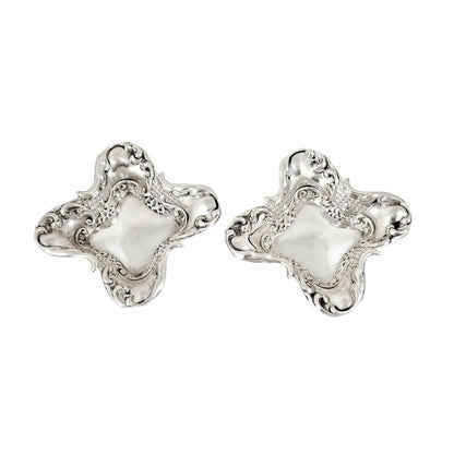 Sterling silver Art Nouveau pair of bonbon baskets of fluted square form