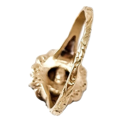 Victorian rose-cut diamond & yellow gold flower cluster ring in Georgian style, size O 1/2