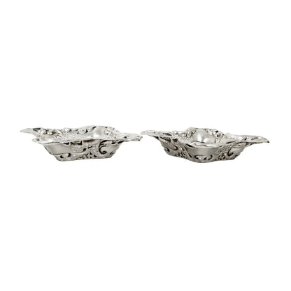 Sterling silver Art Nouveau pair of bonbon baskets of fluted square form