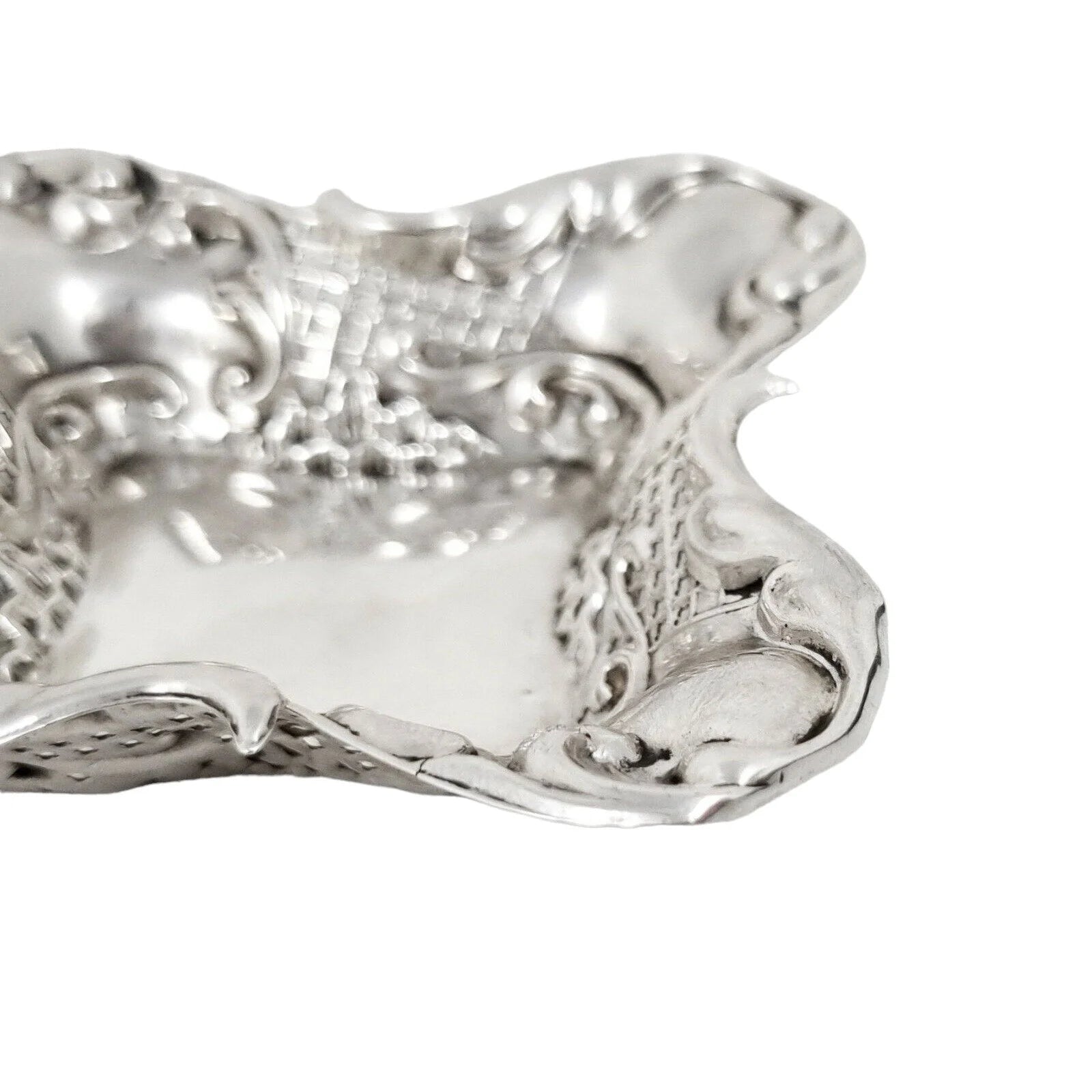 Sterling silver Art Nouveau pair of bonbon baskets of fluted square form