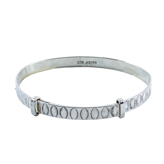 1970’s sterling silver child's adjustable “belt” bracelet with buckle detail and faceted decoration