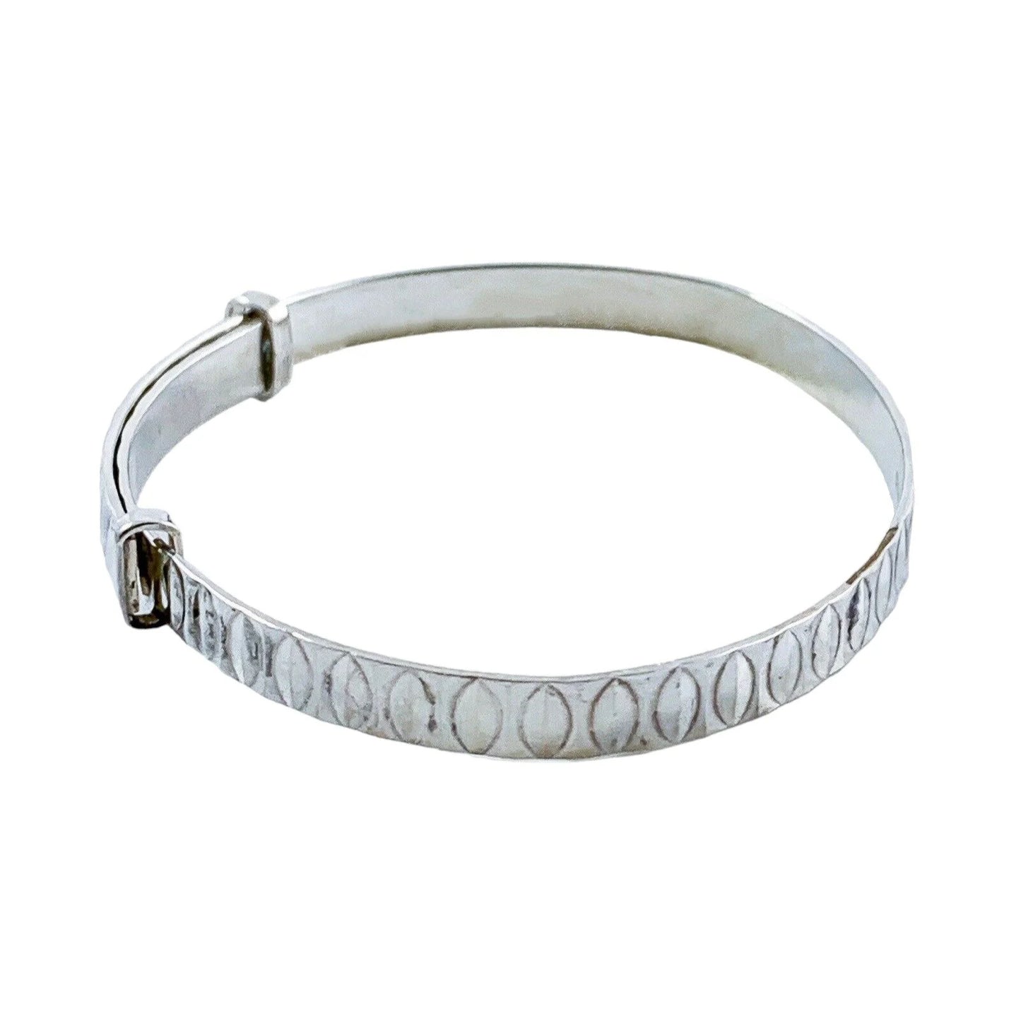 1970’s sterling silver child's adjustable “belt” bracelet with buckle detail and faceted decoration