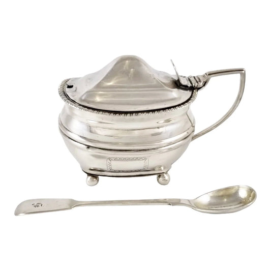 George III sterling silver mustard pot and spoon, Duncan Urquhart & Naphtali Hart, 1809