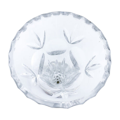 Tall crystal trumpet vase resting on a sterling silver stepped round foot