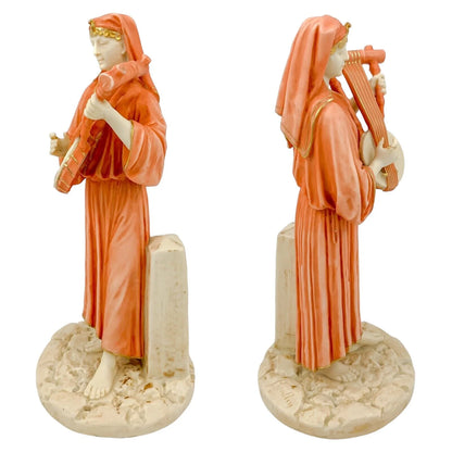 Pair of Victorian Royal Worcester (James Hadley) figurines of Egyptian musicians, model 1084